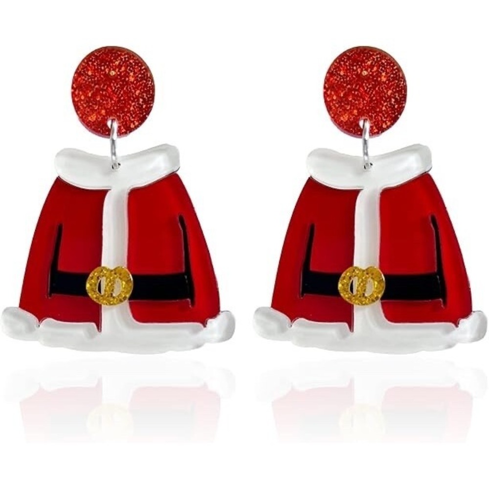 Acrylic Christmas Earrings for Women Red and White Stockings Snowman Brown Reind